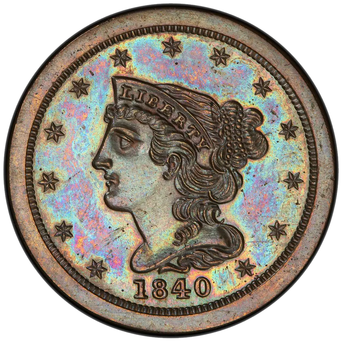 Braided Hair Half Cent Value Chart by Year